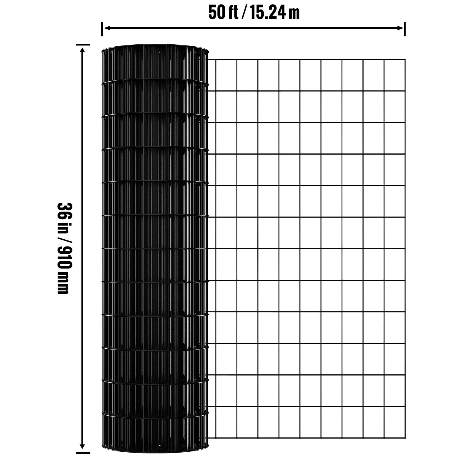 KFFKFF Hardware Fabric, 36'' x 50' Zinc-Coated Wire Mesh Roll, 16 Gauge Poultry Netting Roll, Plastic Coated Metallic Wire Mesh for Hen House Barrier, Rabbit Snake Fencing, Bird Cage Surroundings