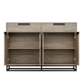 thumbnail image 7 of Luku 55" Modern Farmhouse Sideboard Buffet Cabinet with 2 Drawers & 4 Doors, Large Kitchen Storage Coffee Bar Table with Adjustable Shelves for Dining Room, 7 of 7
