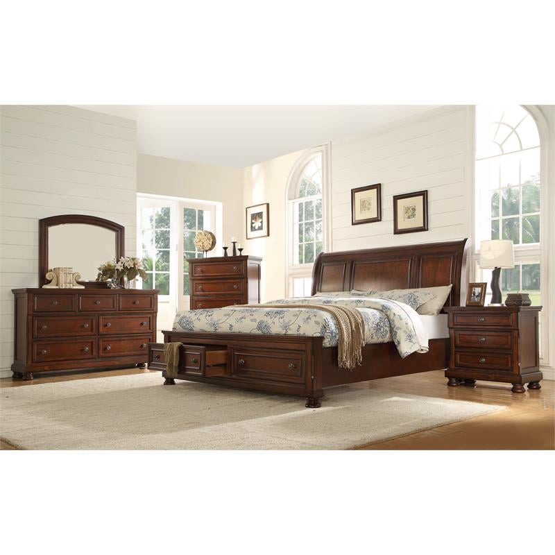 Galaxy Home Baltimore 4 Piece Wood King Storage Platform Bedroom Set in
