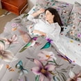 thumbnail image 4 of Castle Fairy Gradient Hummingbird Bedding Comforter Set,Vintage Flowers Full Bedding Set, 4 of 8