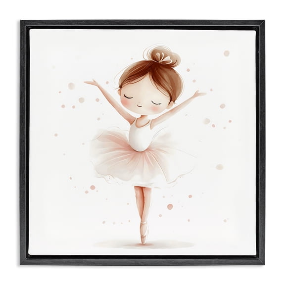 Stupell Industries Delicate Little Ballerina Girl Black Framed Floater Canvas Wall Art, design by Creative Studio