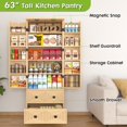 thumbnail image 6 of PPorfamilia 63" Kitchen Pantry Storage Cabinet, Pantry Hutch with 2 Drawers and 2 Doors of Shelves, Natural Color, 6 of 10