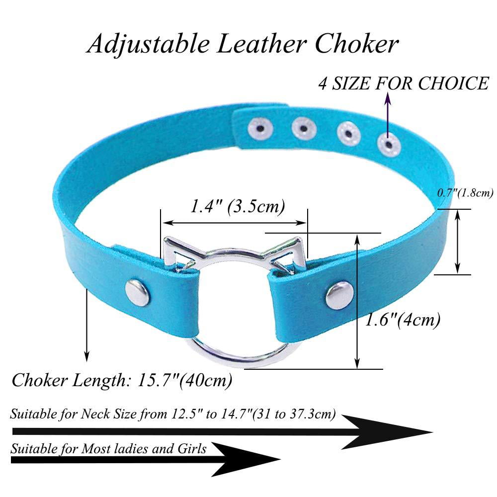 Runsmooth Punk Style Leather Choker Collar with Leash Adjustable Neck Collar for Women & Men