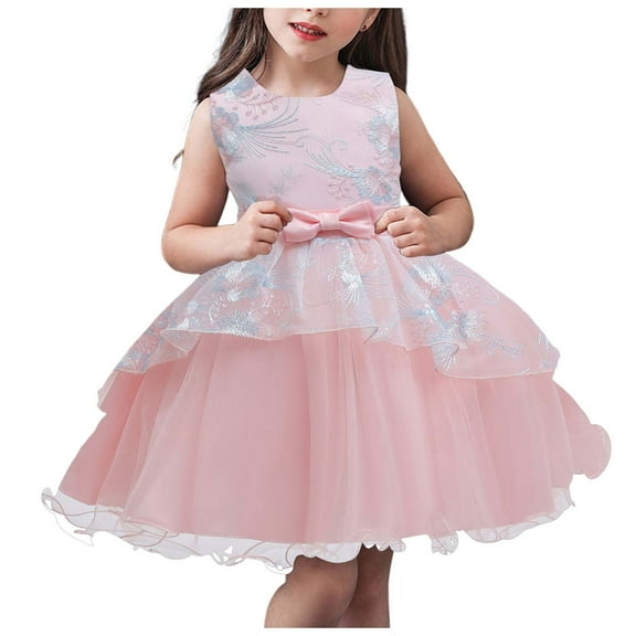 Cathalem Girl Dresses Girls Dress - Lightweight Sleeveless Sundress-Casual Summer Dress for Girls (Pink,4-5 Years)