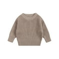thumbnail image 4 of Toddler Knit Sweater Round Neck Long Sleeve Khaki Pullover Sweatshirt Warm Autumn Winter Outfits Infant Girl Clothes 0-3 Months, 4 of 4