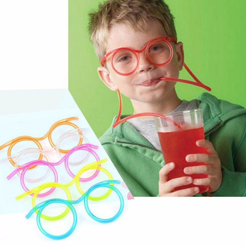 SEARCHI Silly Straws, Novelty Flexible Soft Drink Eyeglasses, Fun Party  Drinking Straw Eye Glasses, Crazy Funky Drinking Tube For Party Supplies