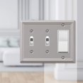 thumbnail image 3 of Amerelle 149TTRBN Chelsea Steel Double Toggle/Single Rocker-GFCI Wallplate, Nickel Brossé, 3 of 4