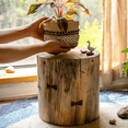 thumbnail image 5 of Pine Wood Pedestal Table Side Table, 5 of 10
