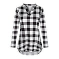 thumbnail image 3 of Youmylove Women Maternity Long Sleeve Plaid Printed Nursingg Shirts Blouse For Breastfeeding V-Neck Top Comfy, 3 of 6