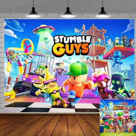 Stumble Guys Backdrop Banner Party Supplies Poster Movie Theme Background for Photography Kids Birthday Decorations