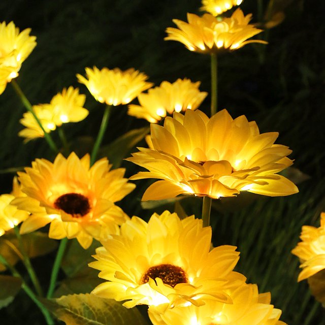 Lámpara solar de simulación de girasol, lámpara solar para césped, lámpara de enchufe impermeable para exteriores, lámpara decorativa para jardín