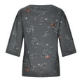 thumbnail image 5 of Okbop Long Sleeve Crop Tops,Loose Sexy Floral Print Three Quarter Sleeve V-Neck T-Shirt Women Blouses And Tops Fashion Sweatshirts for Women Loose Fit, 5 of 8