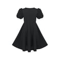 thumbnail image 2 of Girls Dress Black Solid Color Ruffle Puff Short Sleeve 3D Pocket Princess 7 Years, 2 of 7