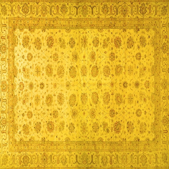 Ahgly Company Indoor Square Oriental Yellow Traditional Area Rugs, 4' Square
