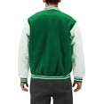 thumbnail image 2 of Men's Classic Two Tone Snap Button College Sports Letterman Varsity Jacket (Forest Green/White, 3XL), 2 of 3