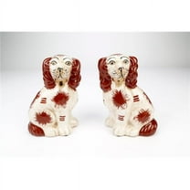 AA Importing 25635 Rust Brown & White Staffordshire Spaniels Figurine, Set of 2
