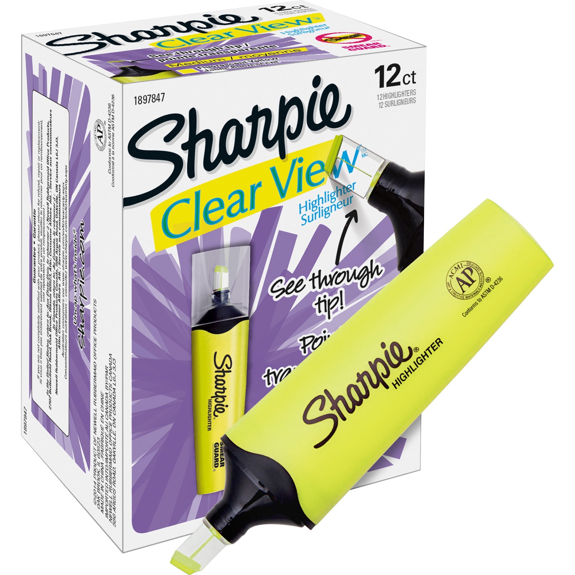 Sharpie, SAN1897847BX, Clear View Highlighter, 12 / Box