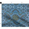 Persian Rug Eastern Illuminated Gilt Blue Fabric Printed by Spoonflower BTY