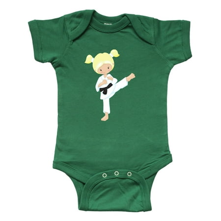 

Inktastic Cute Girl Blonde Hair Karate Pose Black Belt Gift Baby Girl Bodysuit