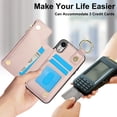 thumbnail image 5 of Allytechgroup iPhone XR Wallet Case, RFID Blocking Zipper Pocket Ring Holder Kickstand Bumper Shockproof Portable Durable Phone Case for Apple iPhone XR, Rosegold, 5 of 8