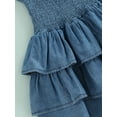 thumbnail image 6 of Bagilaanoe Baby Girls Casual Dress Summer Toddler Kids Princess Girls Solid Denim Sleeveless Strap Layered Party Dresses for Child, 6 of 8