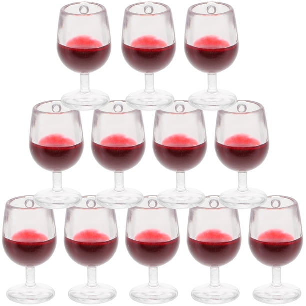 12 copas de vino para muñecas, copas de vino en miniatura, copas de vino tinto, accesorios para casas pequeñas.