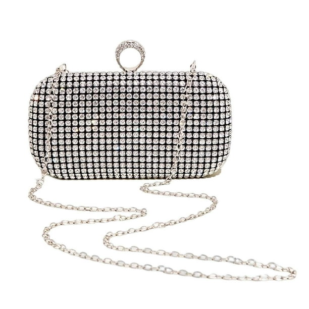 Bolso de noche brillante con de imitación con cadena desmontable