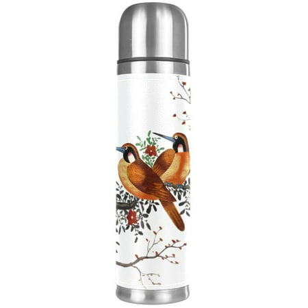 

Chinese Painting Featuring Two Birds on a Flowering Tree Branch Pattern Premium Insulated Water Bottle - Water Mug with Food-Grade PP Vacuum Insulated Leak-proof BPA-Free