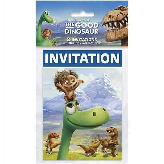 Unique Pretzels The Good Dinosaur Printed Invitations, Multicolor, 8 Count