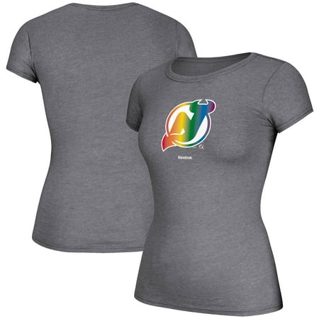 UPC 191029531047 product image for New Jersey Devils Reebok Women's Pride T-Shirt - Gray | upcitemdb.com