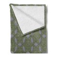 thumbnail image 2 of Tribal Soft Flannel Fleece Throw Blanket, Essential Stripped Floral Pattern Contemporary Art, Cozy Plush for Indoor and Outdoor Use, 50" x 70", Grey Olive Green, by Ambesonne, 2 of 5