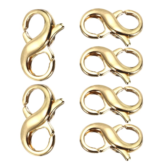 Uxcell 8mm x 13mm Double Opening Lobster Clasp, 6 Pcs Necklace Bracelet Extender Clasp and Closures Connector 14K Gold Plated for Jewelry Making Repair Anklets, Gold Tone