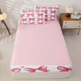 thumbnail image 4 of Homewish 3D Cartoon Bowknot Print Kids Zipper Twin Comforter Sets with Fitted Sheet and 2 Pillowcases,Girls Pink Bowtie Zipper Bedding Set,Pink Reversible,4 Pieces, 4 of 7