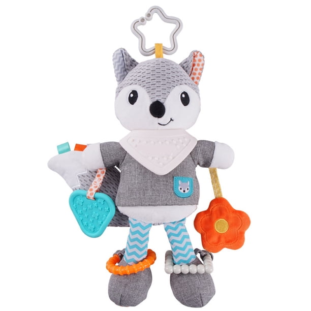 XWSHYW Juguetes para Niños Juguete de Actividad y Dentición para Bebés con Sonajero Multisensorial, Texturas y Animales de Peluche de Papel con Sonido Arrugado con Cascabel, Zorro