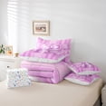 thumbnail image 6 of Manfei Kids Children Cartoon Ribbon Bow-Tie Twin Bedding Sets 7-Piece,Love Heart Print Bedding Comforter Set Microfiber,Geometric Stripes Breathable Sheet Sets,Breathable Home Decor,Reversible, 6 of 8