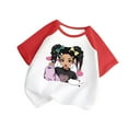 thumbnail image 1 of T-shirts Filles Mignons Col Rond Manches Courtes Imprimé Manches Raglan Tee Été Décontracté Hauts Filles, Tees Rouge 3 Ans-4 Ans, 1 of 3