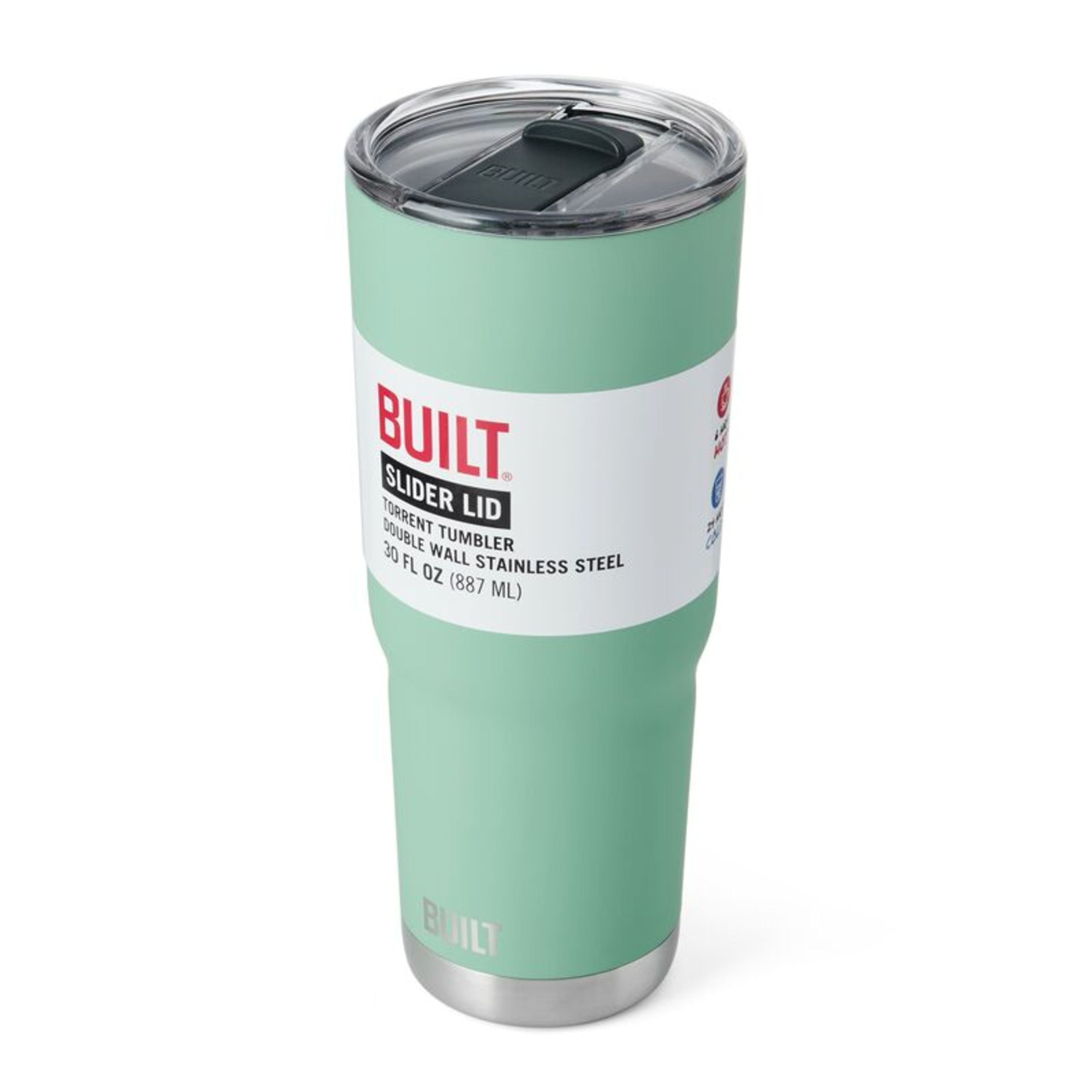 BUILT Torrent 30 oz Double-Wall Insulated Stainless Steel Tumbler Water Bottle, Mint