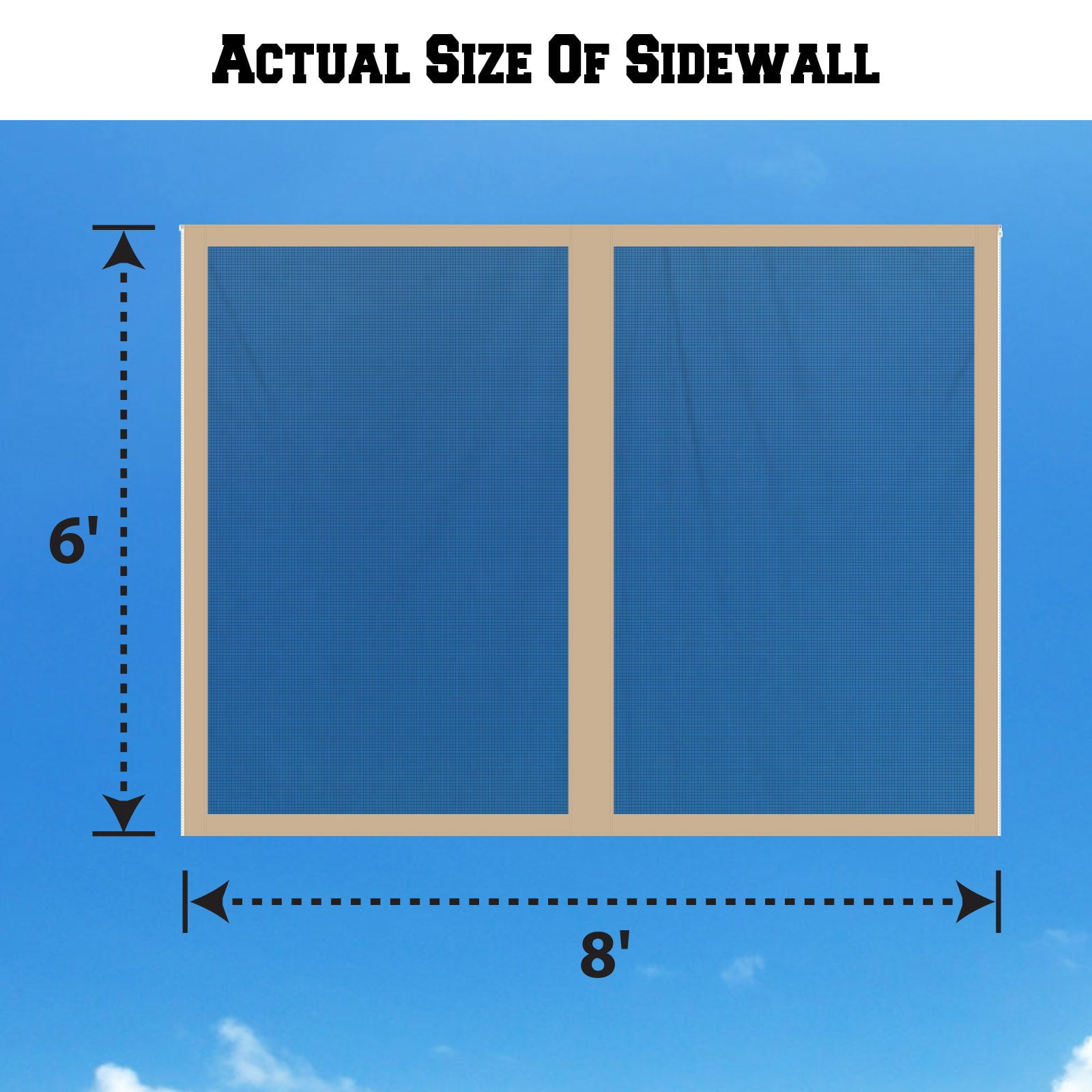 ALUVIERA Canopy Replacement Sidewalls Mosquito Netting Screen Walls for 8x8 FT Gazebo, 4 Pack,(8'Wx6'H,Beige)