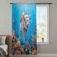 thumbnail image 3 of Funny Diving Pig Sheer Curtains 54 Inches Long, Ocean Sea Coastal Coral Fish Marine Life Light Filering Curtains, Breathable Simi Curtain Privacy Drapes for Kitchen Bathroom Small Window Treatment, 3 of 9