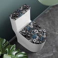 thumbnail image 2 of HELLHERO Indigo Floral Pattern Elastic Fabric Toilet Seat Protector & Easy to Install Round Toilet Lid Dust Cover & Stretch for Indoor Home Elastic Edge, 2 of 8