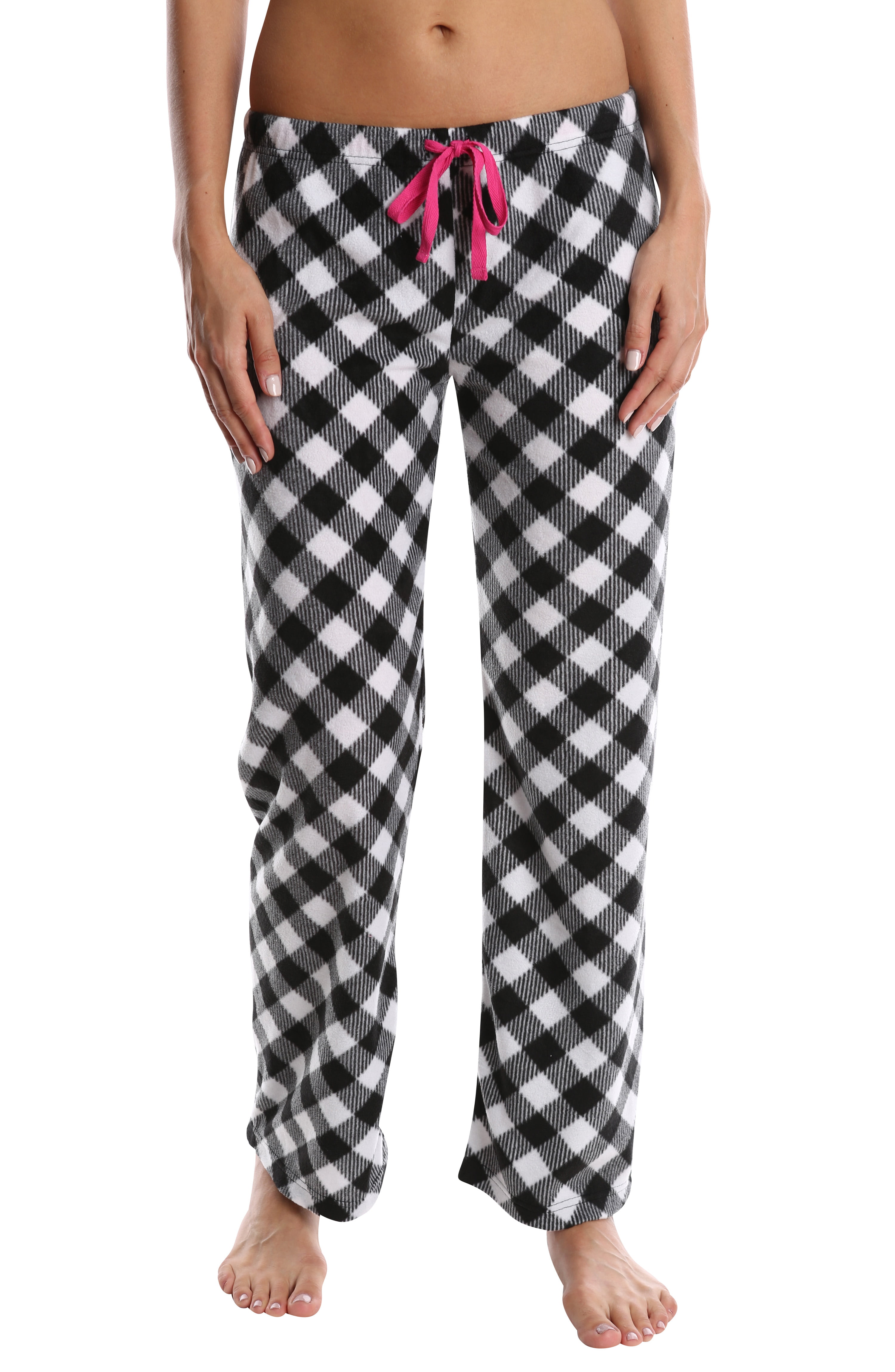 Bevestiging kennisgeving knuffel Nomad Women's Fleece Pajama Pants - Ladies Lounge & Sleepwear Bottoms -  Black and White Buffalo Check, 1X - Walmart.com