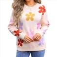 thumbnail image 1 of Suéteres Bonitos para Mujer, Jersey Floral de Larga, Prendas de Punto para Exteriores, Tops Y2K, Conjuntos Holgados para Invierno y Otoño 2025 Albaricoque M, 1 of 10