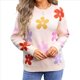 thumbnail image 1 of Suéteres Bonitos para Mujer, Jersey Floral de Larga, Prendas de Punto para Exteriores, Tops Y2K, Conjuntos Holgados para Invierno y Otoño 2025 Albaricoque L, 1 of 10
