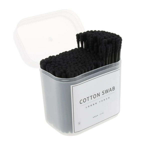 200 Maquillaje Puntas Puntiagudas Hisopo Limpiador de Oídos Brotes Palo de Negro