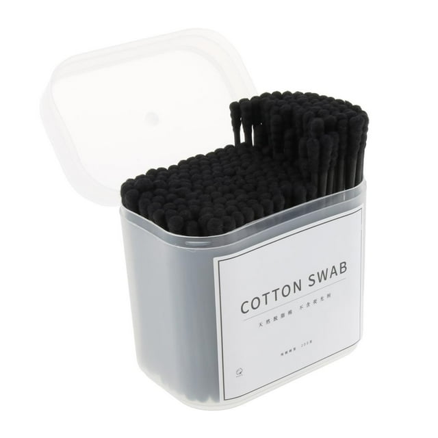 200pc Palillos de Punta de Hisopo de de de Doble Punta Brotes de Limpieza de Oídos Maquillaje Cosmético Negro