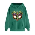 thumbnail image 3 of VBTAPA Mardi Gras Graphic Hoodies for Women Loose Casual Hoody Tops Carnival Themed Print Hooded Sweatshirt with Kangaroo Pocket Army Green L, 3 of 6