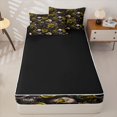 thumbnail image 4 of Homewish Spooky Halloween Skull Zipper Twin Comforter Sets with Fitted Sheet and 2 Pillowcases,Rustic Plant Flower Zipper Bedding Set,Black Reversible,4pcs, 4 of 8