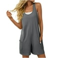 thumbnail image 3 of lcziwo Short Rompers for Women Sleeveless Athletic Summer Romper Overalls Solid Color Casual Dressy One Piece Jumpsuit with Pockets Dark Gray XXL, 3 of 9