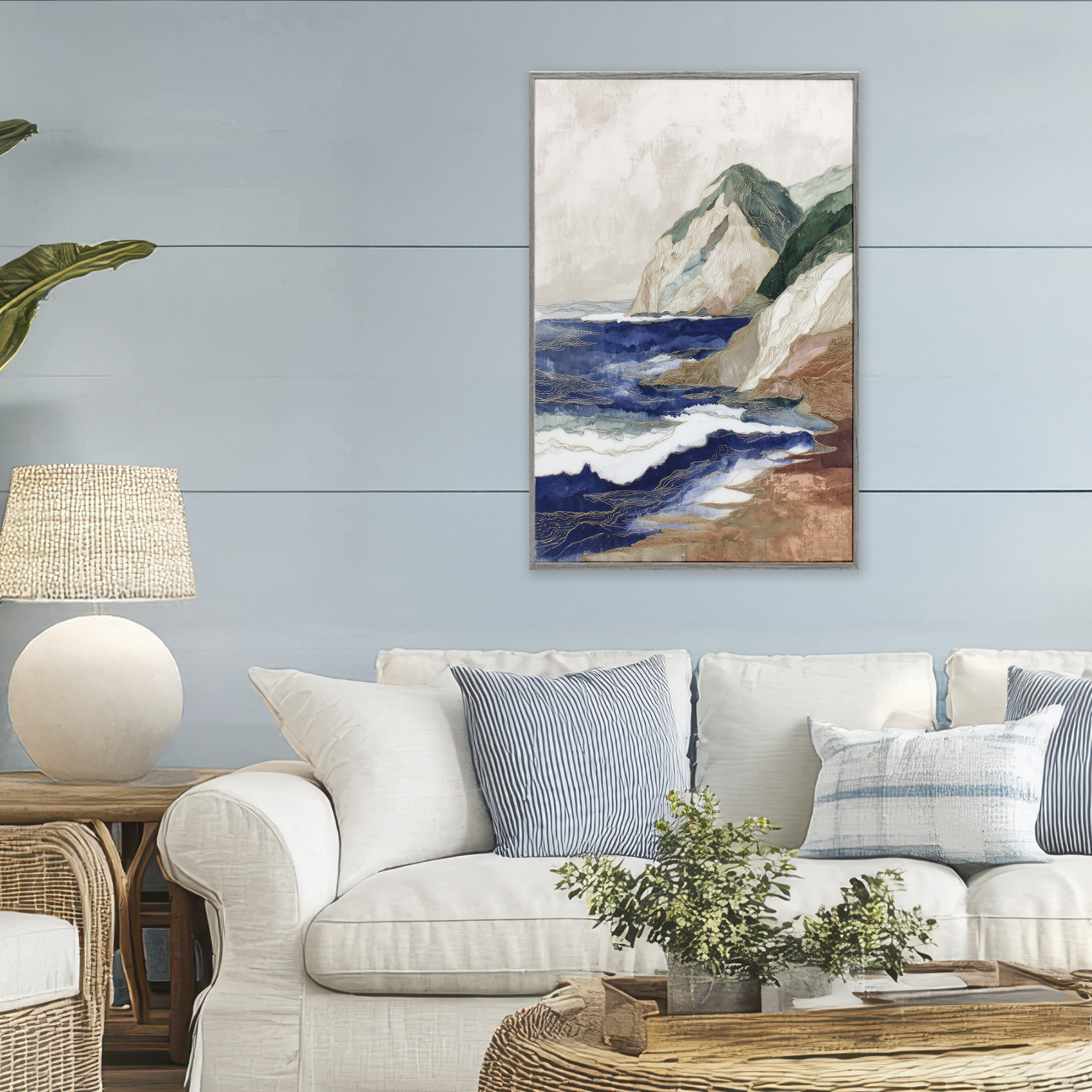Stupell Industries Cliff Next To The Sea Gray Framed Giclee Art, design by Chromatic Storm Studio