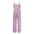 thumbnail image 4 of XIAONU Womens Pajama Set Lace-Trim Heart Print Cami Top And Pants Sweet Cozy Loungewear, 4 of 5